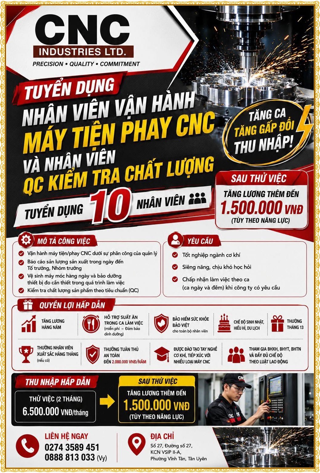 Tuyển dụng Việc làm tại KCN Đại Đăng Bình Dương lương cao cập nhật mới ngày 01 tháng 07 năm 2026