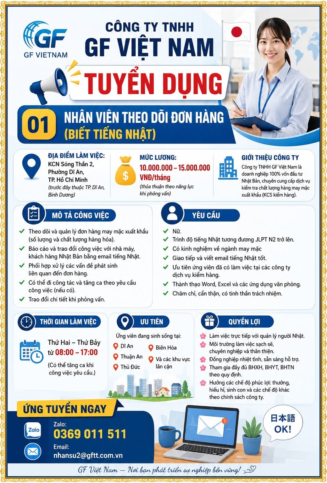 Tuyển dụng Việc làm tại KCN Nam Tân Uyên Bình Dương lương cao cập nhật mới ngày 03 tháng 07 năm 2026