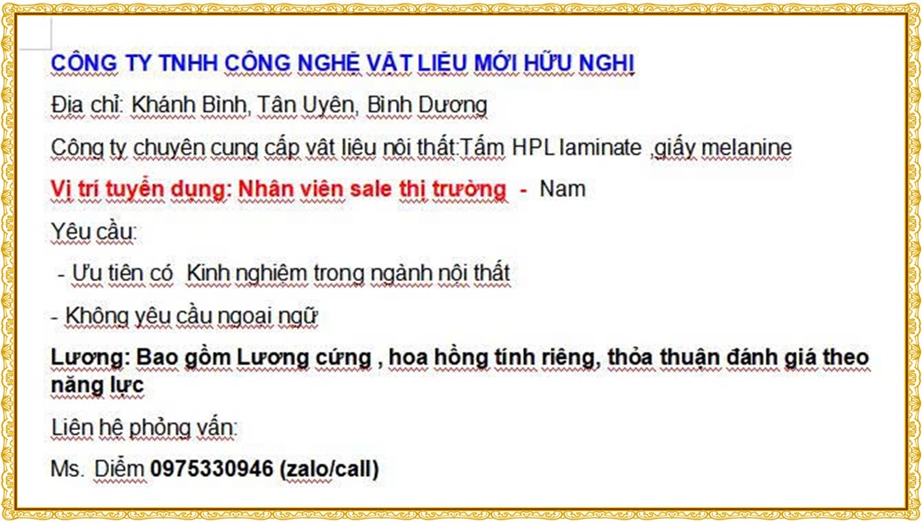 Tuyển dụng Việc làm tại KCN Nam Tân Uyên Bình Dương lương cao cập nhật mới ngày 03 tháng 08 năm 2026