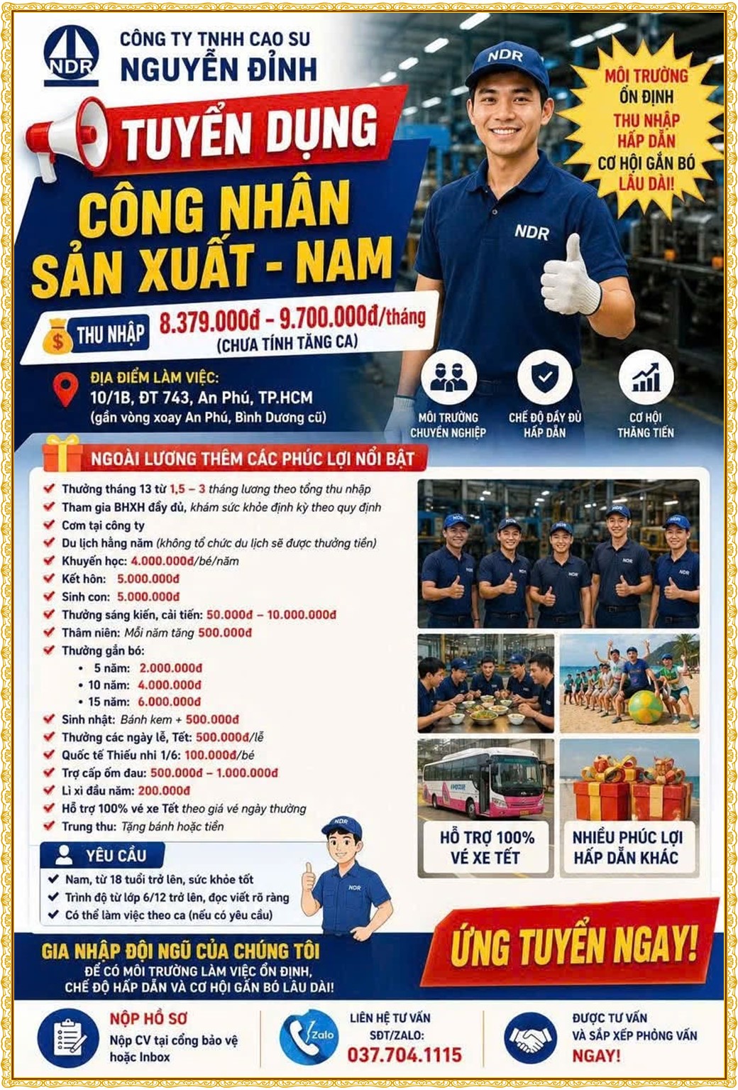 Tuyển dụng Việc làm tại KCN Mỹ Phước Bình Dương lương cao cập nhật mới ngày 05 tháng 10 năm 2026