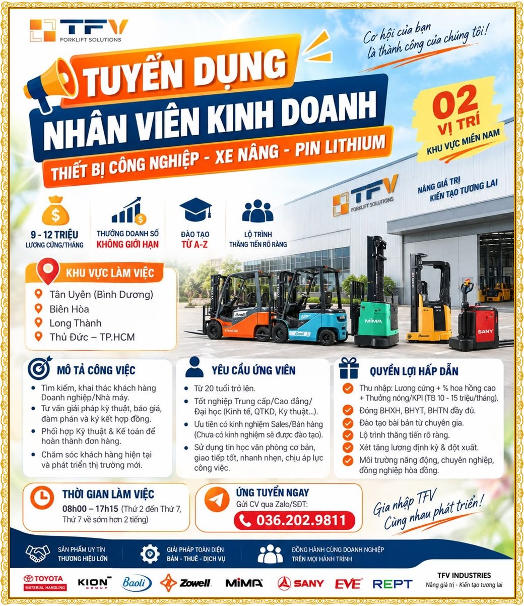 Tuyển dụng Việc làm tại KCN Bàu Bàng Bình Dương lương cao cập nhật mới ngày 06 tháng 10 năm 2026