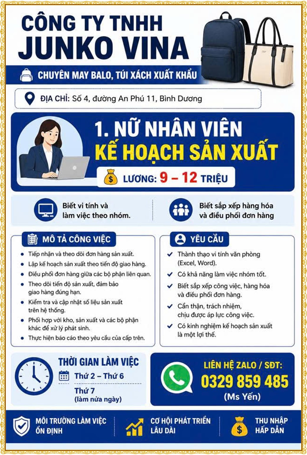Tuyển dụng Việc làm tại KCN Đồng An Bình Dương lương cao cập nhật mới ngày 07 tháng 07 năm 2026