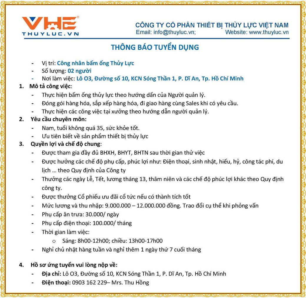 Tuyển dụng Việc làm tại KCN Sóng Thần Bình Dương lương cao cập nhật mới ngày 07 tháng 07 năm 2026