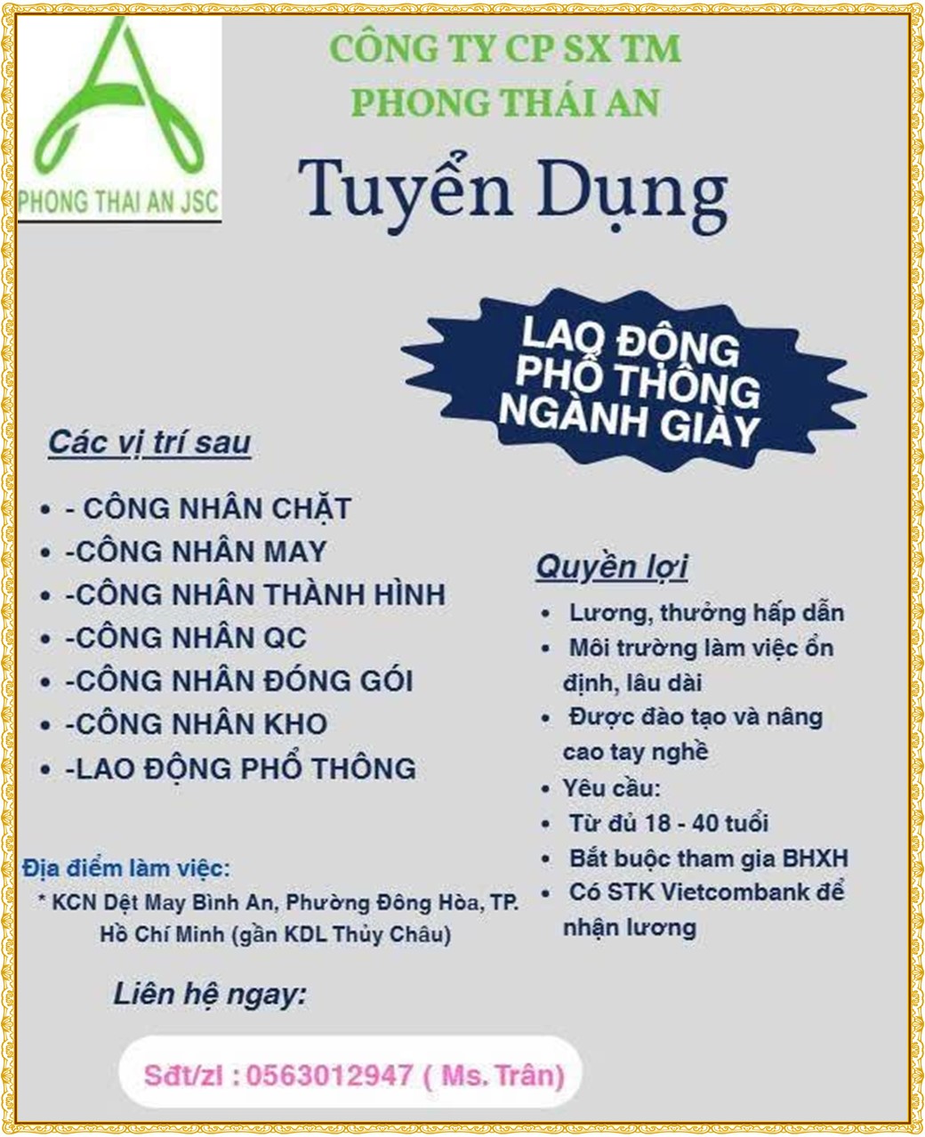 Tuyển dụng Việc làm tại KCN Rạch Bắp Bình Dương lương cao cập nhật mới ngày 07 tháng 07 năm 2026