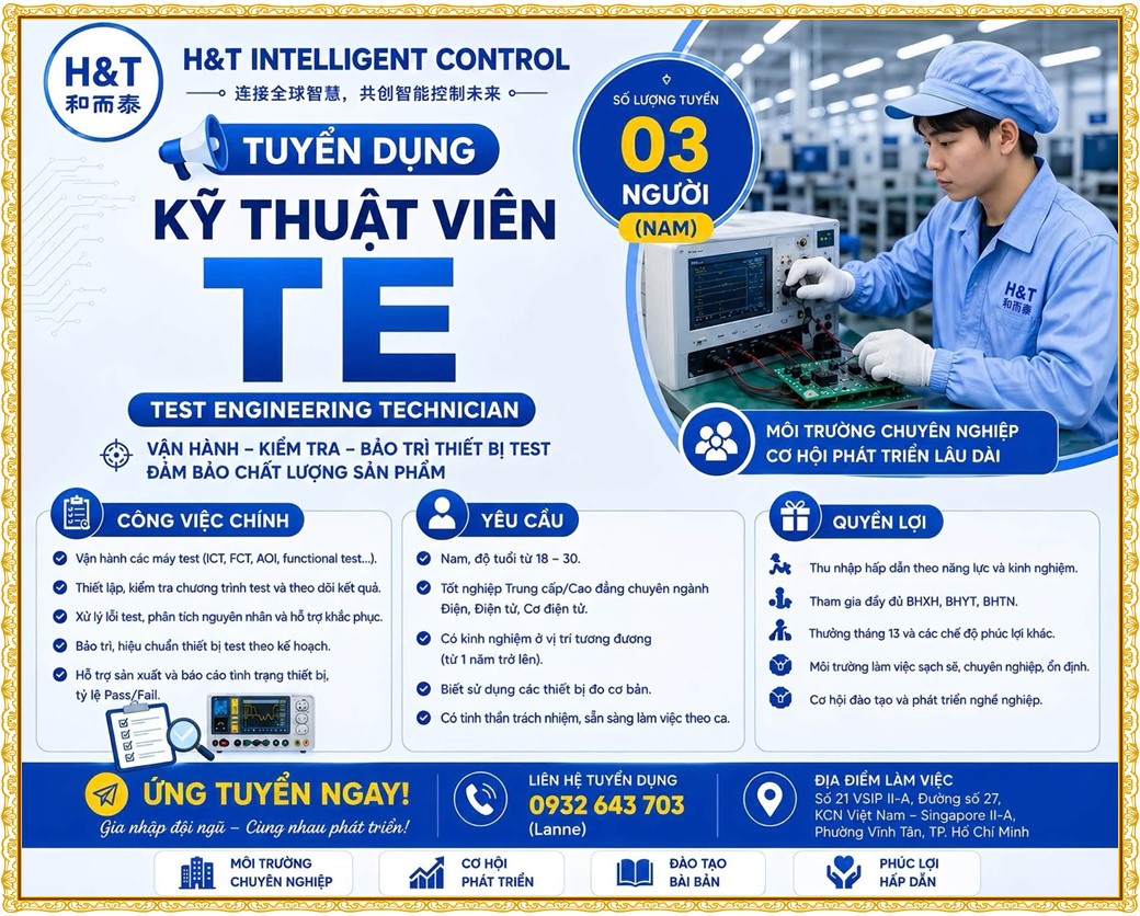 Tuyển dụng Việc làm tại KCN Việt Hương Bình Dương lương cao cập nhật mới ngày 07 tháng 08 năm 2026
