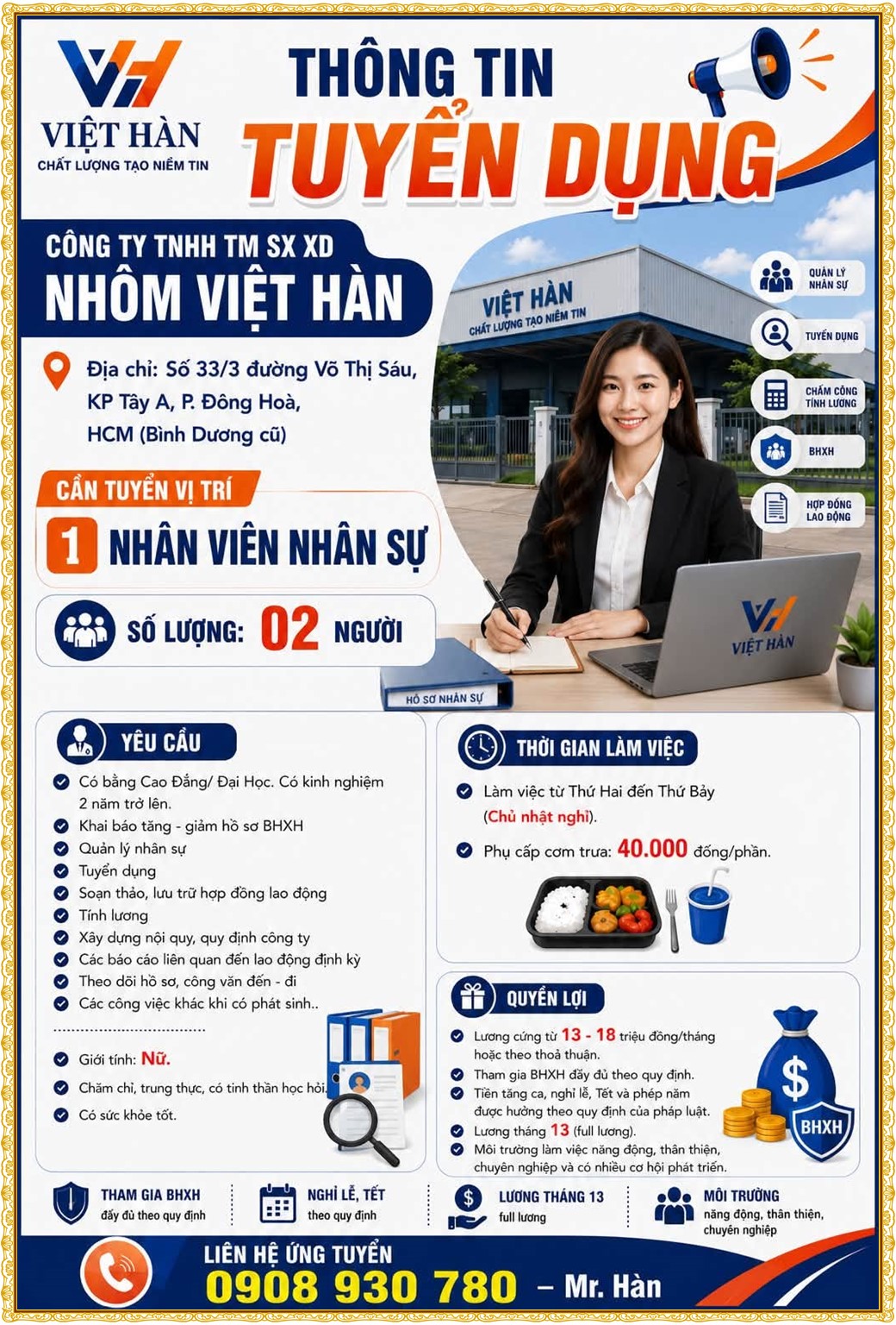 Tuyển dụng Việc làm tại KCN Nam Tân Uyên Bình Dương lương cao cập nhật mới ngày 07 tháng 09 năm 2026