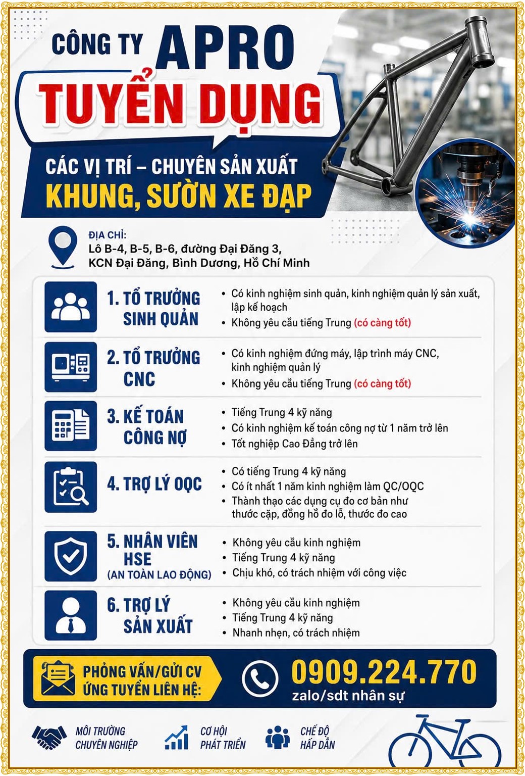 Tuyển dụng Việc làm tại KCN Sóng Thần Bình Dương lương cao cập nhật mới ngày 07 tháng 09 năm 2026