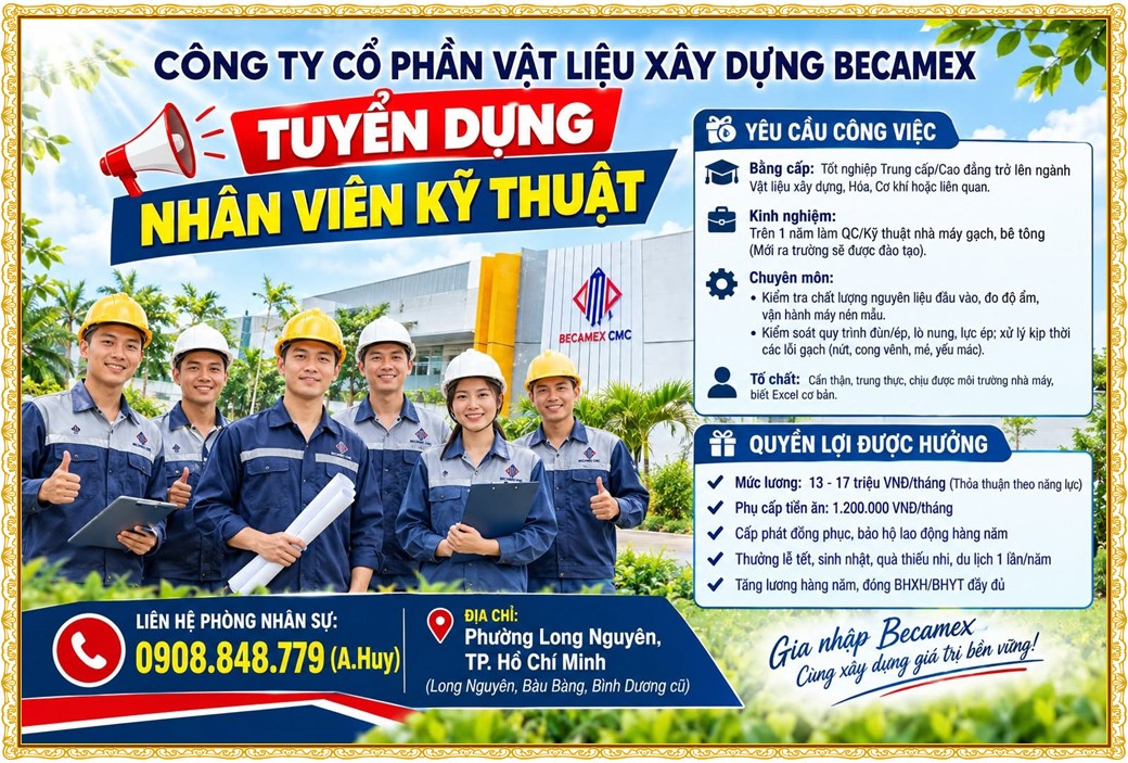 Tuyển dụng Việc làm tại KCN Mỹ Phước Bình Dương lương cao cập nhật mới ngày 07 tháng 10 năm 2026