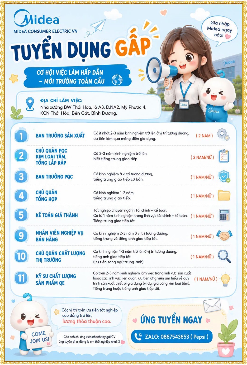 Tuyển dụng Việc làm tại KCN Việt Nam Singapore VSIP II Bình Dương lương cao cập nhật mới ngày 08 tháng 07 năm 2026