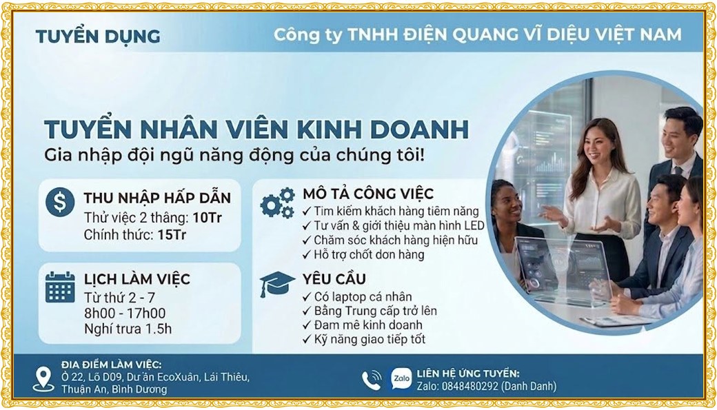 Tuyển dụng Việc làm tại KCN Bàu Bàng Bình Dương lương cao cập nhật mới ngày 08 tháng 09 năm 2026