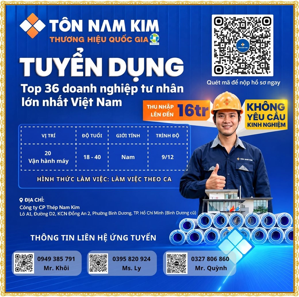 Tuyển dụng Việc làm tại KCN Rạch Bắp Bình Dương lương cao cập nhật mới ngày 10 tháng 10 năm 2026