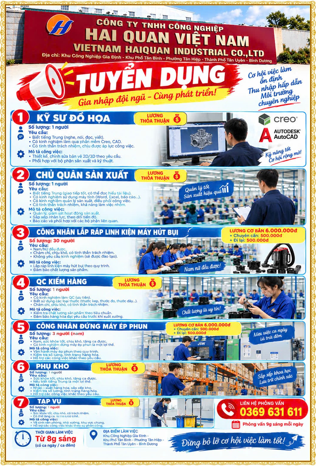 Tuyển dụng Việc làm tại KCN Bàu Bàng Bình Dương lương cao cập nhật mới ngày 09 tháng 10 năm 2026