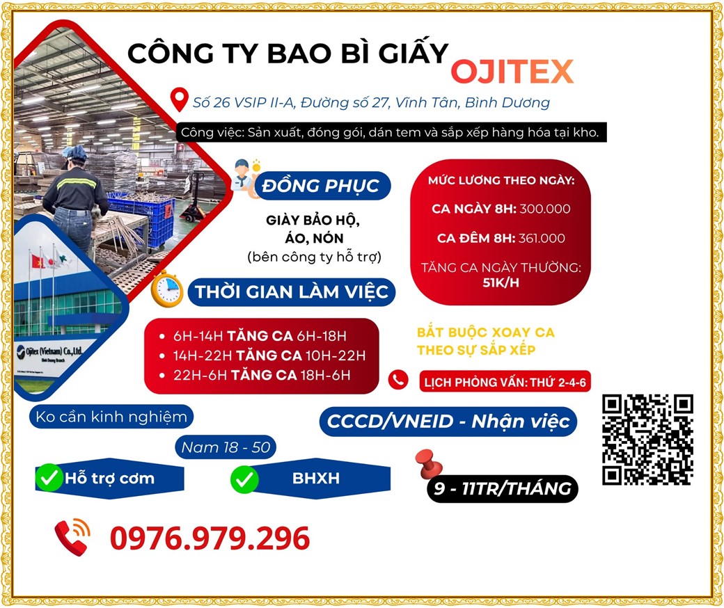 Tuyển dụng Việc làm tại KCN Nam Tân Uyên Bình Dương lương cao cập nhật mới ngày 11 tháng 09 năm 2026