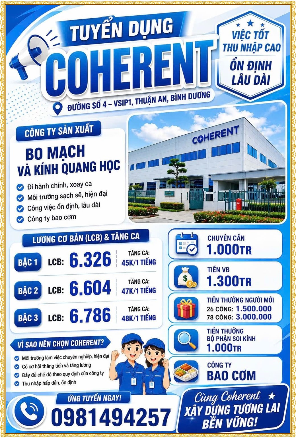 Tuyển dụng Việc làm tại KCN Việt Hương Bình Dương lương cao cập nhật mới ngày 11 tháng 09 năm 2026