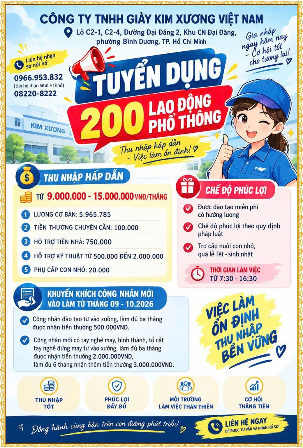 Tuyển dụng Việc làm tại KCN Đồng An Bình Dương lương cao cập nhật mới ngày 14 tháng 10 năm 2026