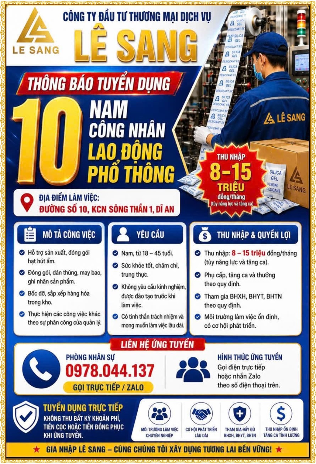 Tuyển dụng Việc làm tại KCN Nam Tân Uyên Bình Dương lương cao cập nhật mới ngày 21 tháng 07 năm 2026