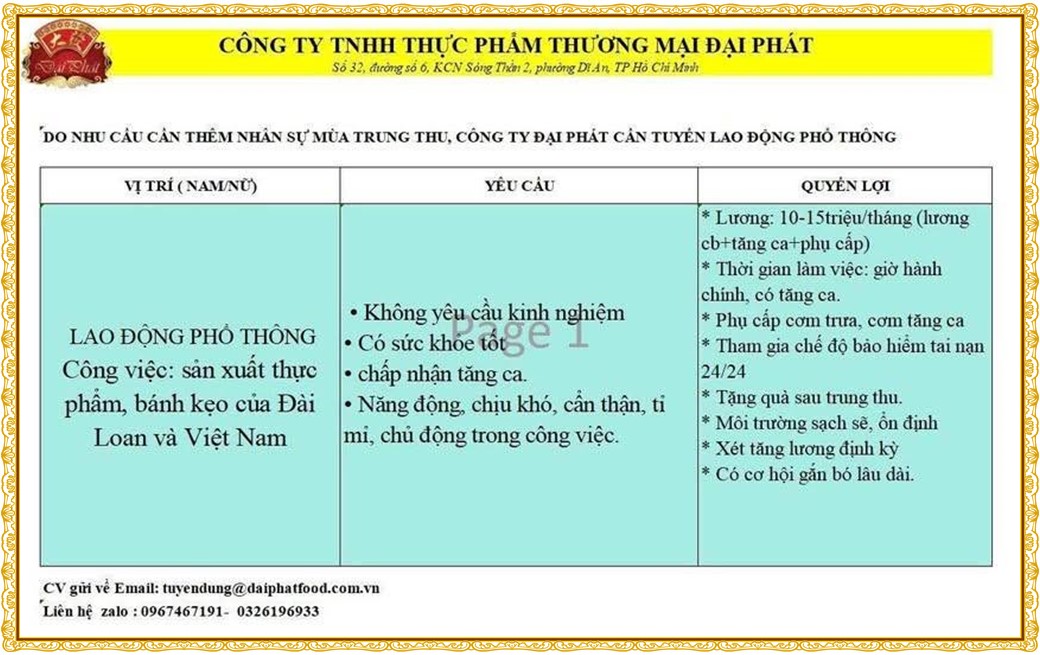 Tuyển dụng Việc làm tại KCN Sóng Thần Bình Dương lương cao cập nhật mới ngày 21 tháng 07 năm 2026