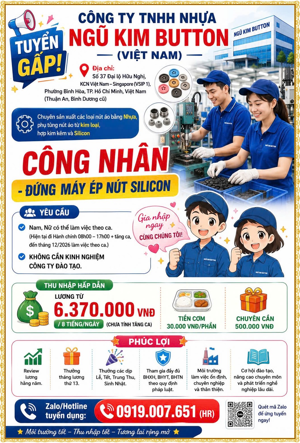 Tuyển dụng Việc làm tại KCN Rạch Bắp Bình Dương lương cao cập nhật mới ngày 21 tháng 07 năm 2026