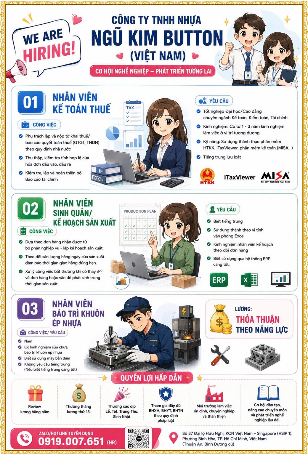 Tuyển dụng Việc làm tại KCN Đại Đăng Bình Dương lương cao cập nhật mới ngày 21 tháng 07 năm 2026
