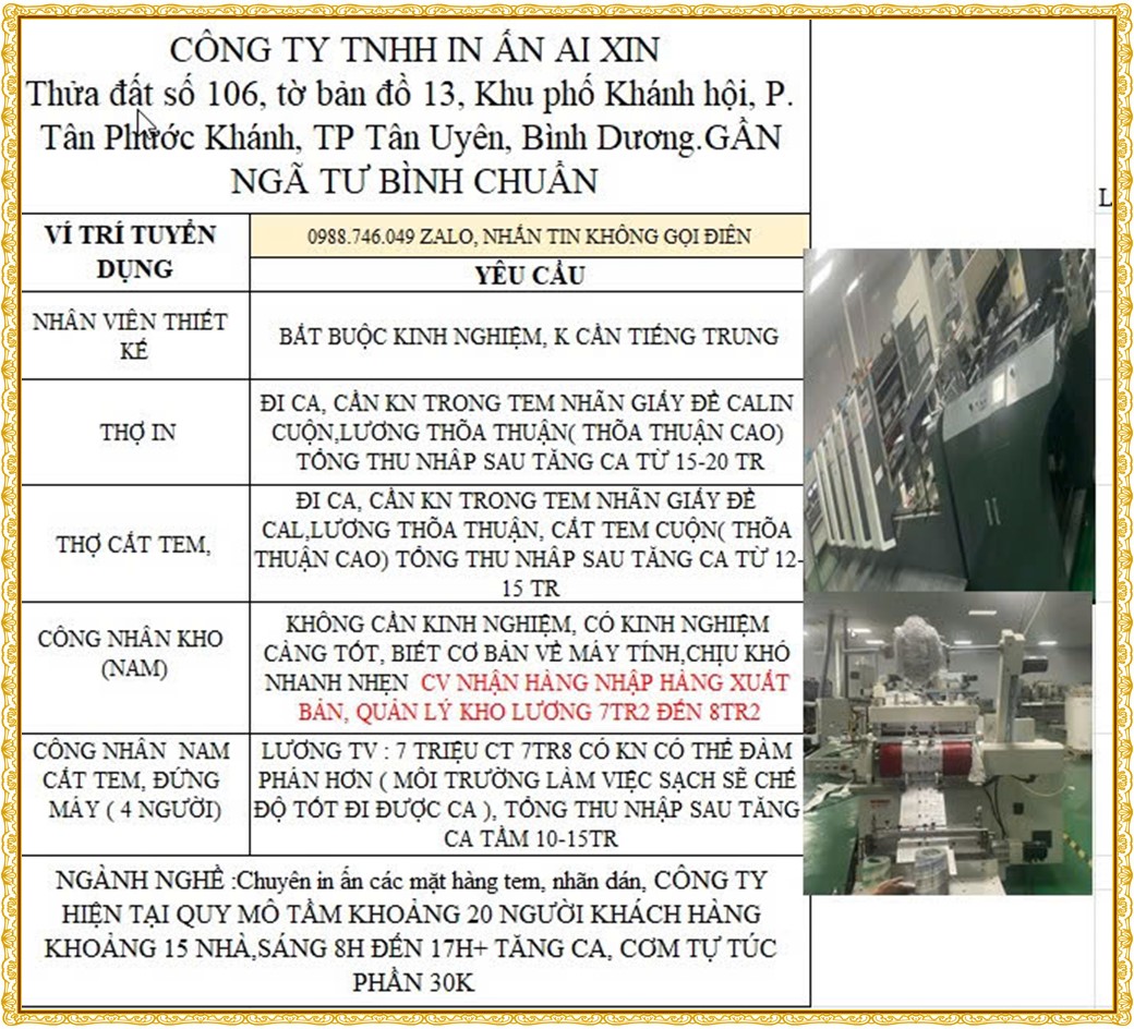 Tuyển dụng Việc làm tại KCN Mỹ Phước Bình Dương lương cao cập nhật mới ngày 22 tháng 07 năm 2026