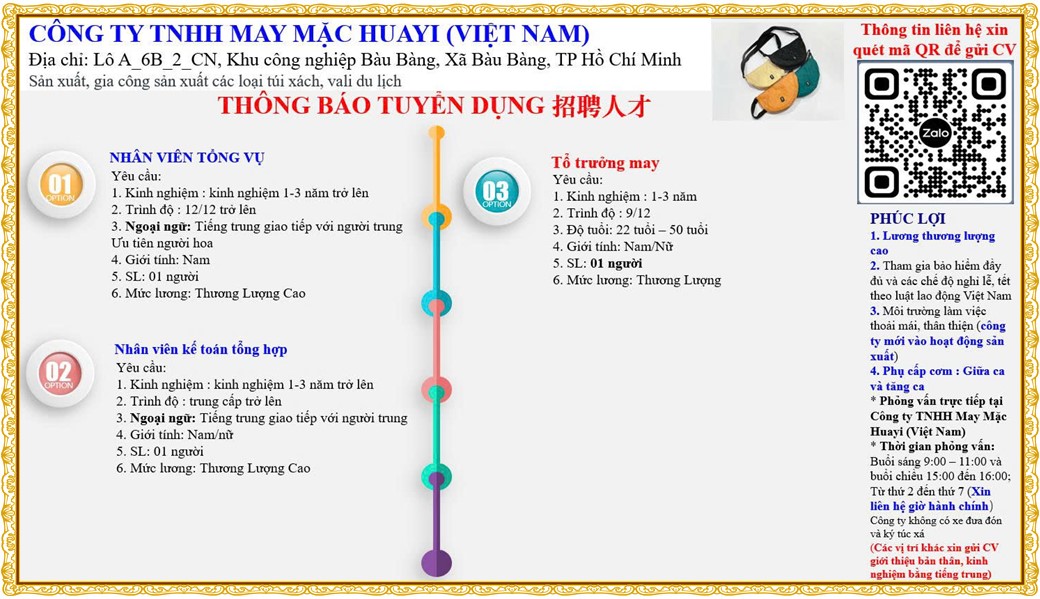 Tuyển dụng Việc làm tại KCN Đại Đăng Bình Dương lương cao cập nhật mới ngày 22 tháng 07 năm 2026