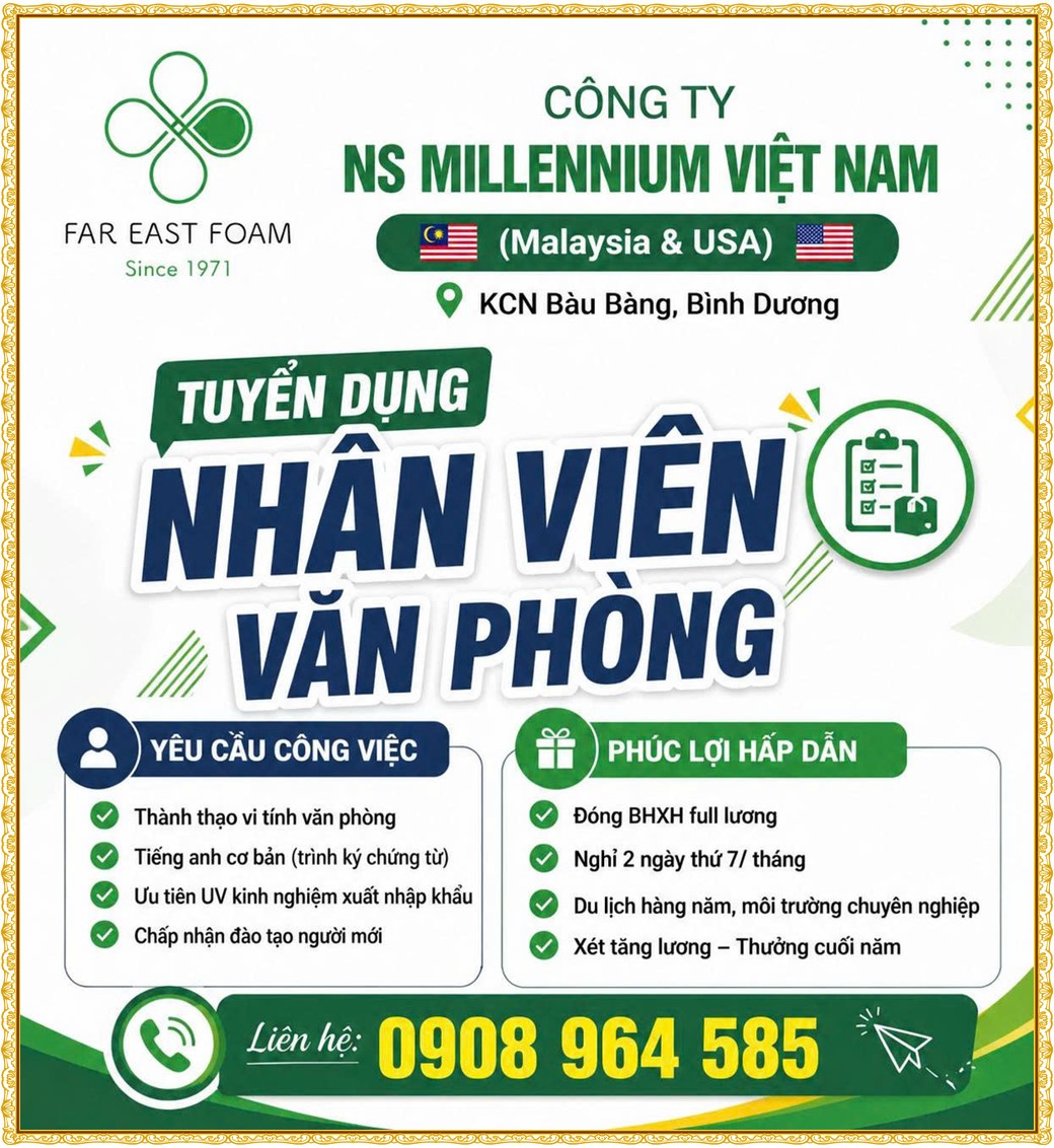 Tuyển dụng Việc làm tại KCN Rạch Bắp Bình Dương lương cao cập nhật mới ngày 23 tháng 07 năm 2026
