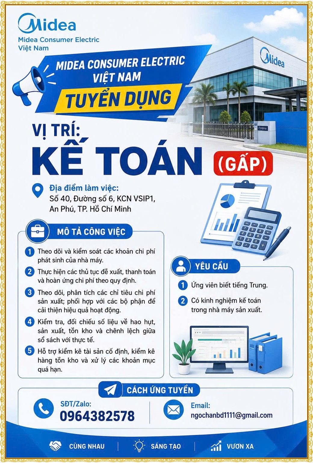 Tuyển dụng Việc làm tại KCN Đại Đăng Bình Dương lương cao cập nhật mới ngày 24 tháng 07 năm 2026