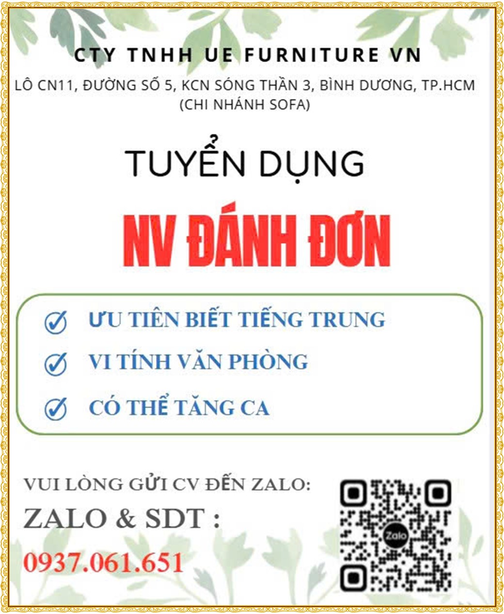 Tuyển dụng Việc làm tại KCN An Tây (Protrade) Bình Dương lương cao cập nhật mới ngày 29 tháng 07 năm 2026